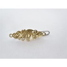 Small tiny gold metal filigree hair pin alligator clip barrette for fine thin
