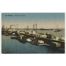 GRAN CANARIA Las Palmas Muelle Sta Catalina early 20th C. RPPC Rodrigues Spain.