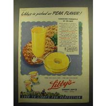 1946 Libby's Pineapple Juice Ad - Picked At Peak Flavor