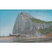 Gibraltar Rock From Airfield Airport Vintage Postcard