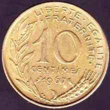 1967 France 10 Centimes Coin