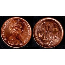 Australia One Cent 1976 Used Coin Possum Queen Elizabeth II 1c QE II