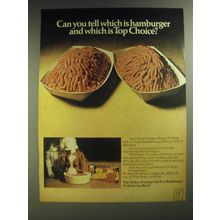 1974 Top Choice Chopped Burger for Dogs Ad - Can you tell which is hamburger
