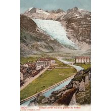 Gletsch & Glacier Du Rhone Old Switzerland Postcard