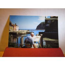 an artist at STAITHES, Yorkshire by Doug Crimlisk large unused postcard #