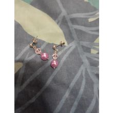womens silver tone earrings pink toned beads