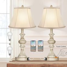 PARTPHONER Touch Control Table Lamp Set of 2, 3-Way Dimmable Bedside Nightstand
