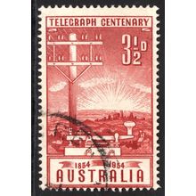 AUSTRALIA 1954: TELEGRAPH CENTENARY - 3½d USED (G2)