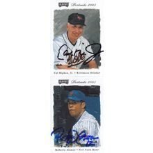 CAL RIPKEN JR & ROBERTO ALOMAR AUTO 2003 ORIOLES & METS HOF WORLD CHAMP INFIELD