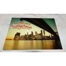 NEW YORK CITY BROOKLYN BRIDGE WITH TWIN TOWERS VINTAGE POST CARD