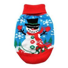 Dog Cable Knit 100% Cotton Sweater Ugly Snowman XX-SMALL