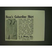 1939 L.L. Bean Gabardine Shirt Ad