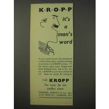 1958 Kropp Razor Ad - It's a Man's World