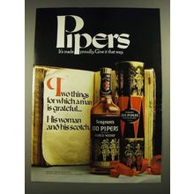 1971 Seagram's 100 Pipers Scotch Ad - It's Made Proudly