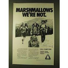 1979 Camp Fire Ad - Marshmallows We're Not