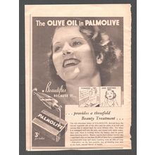 PALMOLIVE SOAP 3d per tablet :- Original Vintage 1936 Magazine Advert POST FREE