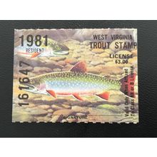 ICOLLECTZONE US 1981 Resident West Virginia T21 Trout Stamp VF NH