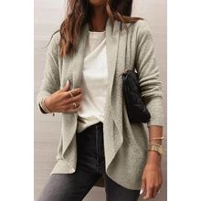 Gray Open Front Shawl Neckline Cardigan