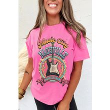 Sachet Pink Nashville WORLD TOUR Music City Guitarist Graphic Tee