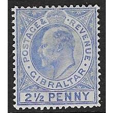GIBRALTAR 1906-12 EDVII COLOUR CHANGE 2½d MINT HINGED SG69