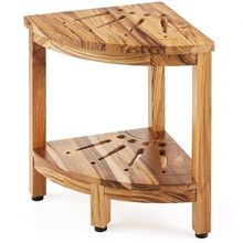 Corner Teak Shower Bench, 17" Height 12" Radius, 100% Teak Wood Corner Showe...