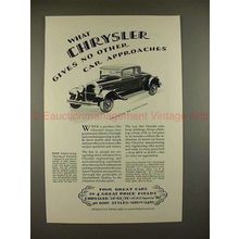 1928 Chrysler 62 Coupe Car Ad - No Other Car Approaches