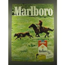 1972 Marlboro Cigarettes Ad - Marlboro Man herding Cow