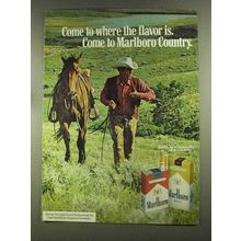 1972 Marlboro Cigarettes Ad - Marlboro Man walking Horse