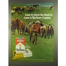 1972 Marlboro Cigarettes Ad - Horses and Cowboys