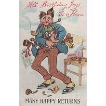 Compulsive Antique Smoking Pipe Collector Hoarder Old Greetings Postcard