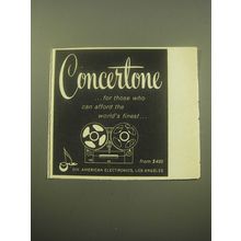1959 Concertone Tape Player Advertisement - for those who can afford