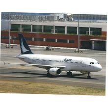 AIRBUS A320 AIRCRAFT SATA. AT MADEIRA FUNCHAL AIRPORT CARD NO W 138