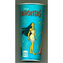 1995 POCAHONTAS original Burger King promo paper soda cup set of two.