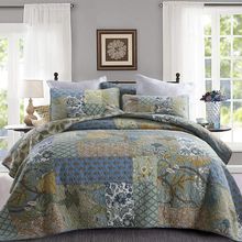Yvooxny Quilt Set King Bedspread Reversible Green Farmhouse Garden Coverlet Real