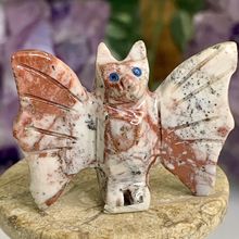 BAT Soapstone Figurine MINI Carved Stone Blue Eyed Bat Healing Crystal Animal