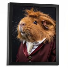 Long Hair Guinea Pig In A Suit Wall Art Vintage Animal Portrait Guinea Pig Gift