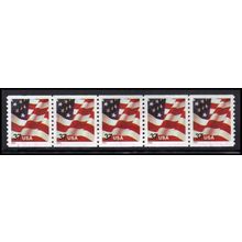 3631 37c U.S. Flag Very Fine MMHStrip of 5 PA4327