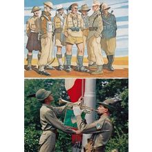 Italian Military Bugle Players Raising Flag 2x History Uniform Postcard s