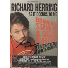 Richard Herring As It Occurs To Me Live Comedian Hand Signed Theatre Flyer