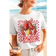 White Checkerboard Bow Crawfish Season Printed Crewneck T Shirt