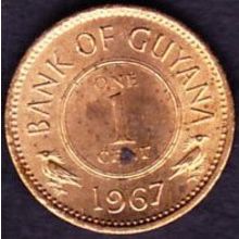 1967 Guyana 1 Cent Coin