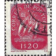 PORTUGAL, SHIP, 15th C Caravel, red 1949, 1.20esc, #3