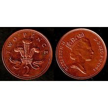 United Kingdom Two Pence 1994 Used Coin 2d QE II UK