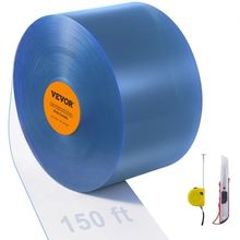 Strip Curtain, 150' Length, 8" Width, 0.08" Thickness, Clear Smooth Plastic ...