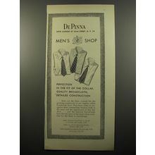 1950 De Pinna Broadcloth Shirts Ad - Perfection in the fit of the collar