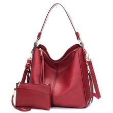 Women Fashion Shoulder Designer Purses and Handbags Two Piece Red