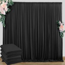 20 Ft X 10 Ft Wrinkle Free Black Backdrop Curtain for Parties, 4 Panels 10Ft Pol