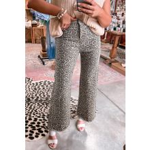Brown Leopard Frayed Edge Wide Leg High Waist Jeans