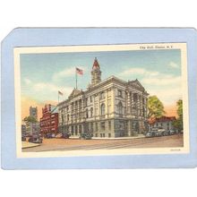 New York Elmira City Hall Street Scene Intersection w/Trolley Tracks Old C~1085