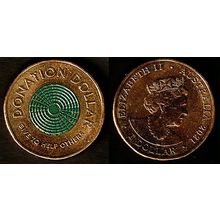 Australia $1 2021 Used Coin Queen Elizabeth II JC QE II Green. "Donation Dollar"